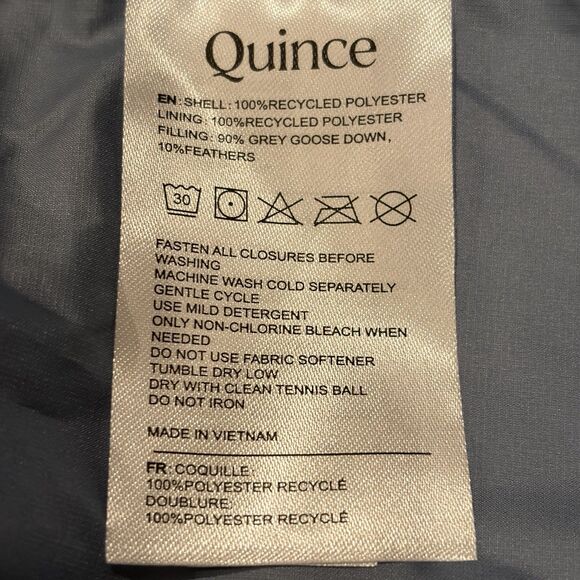 NWT Quince Women Lightweight Down Packable Puffer Hooded Jacket Blue 700+Fill Lg - Picture 8 of 11